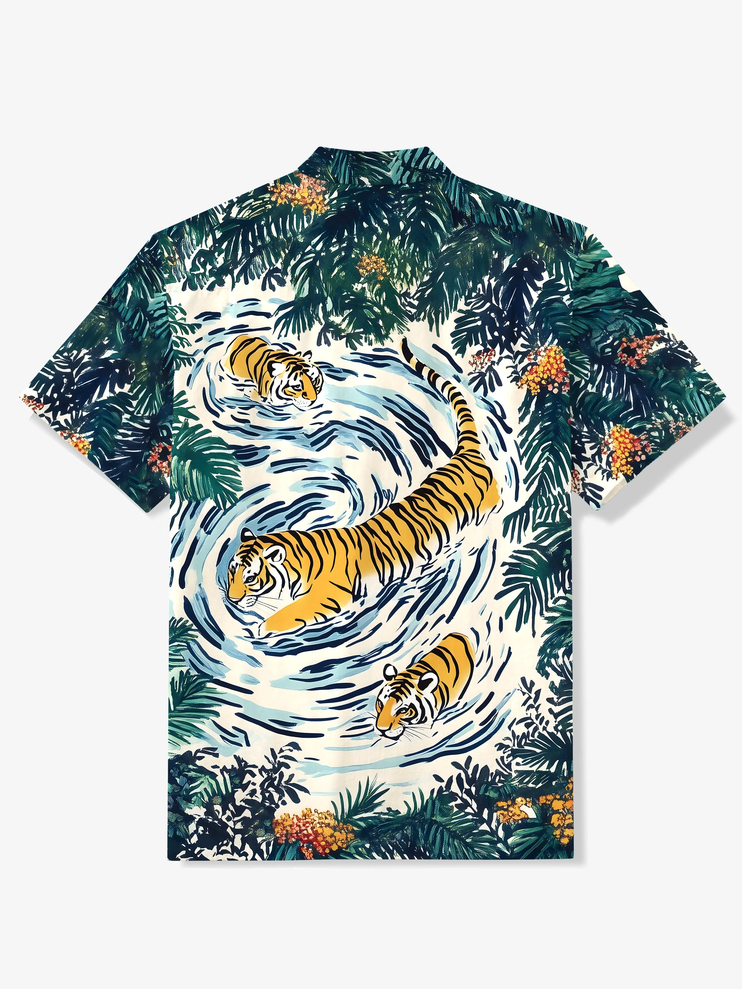 Playful Tiger & Tropical Rainforest Cotton Shirt sold by Karaku product image thumbnail 3