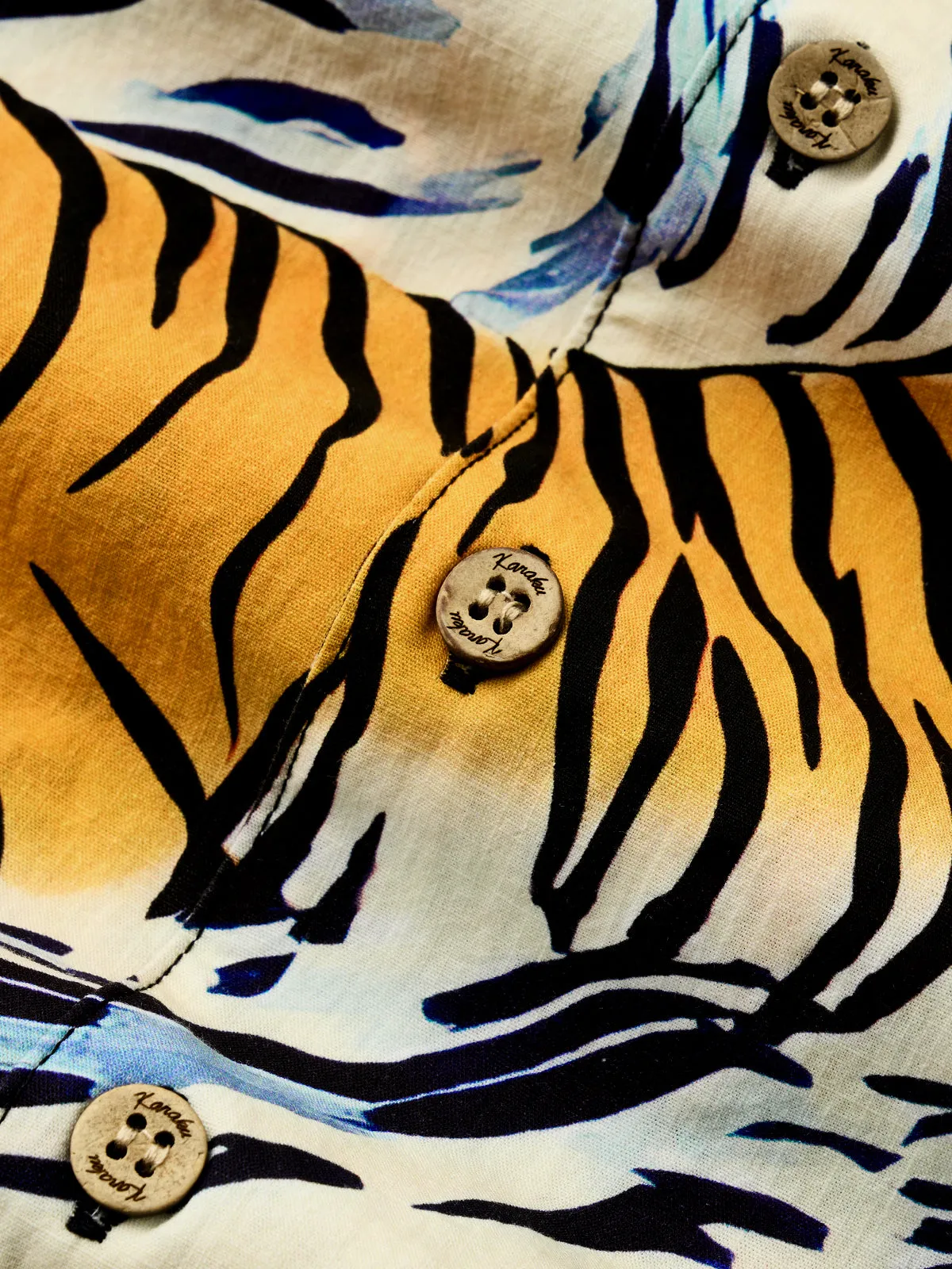 Playful Tiger & Tropical Rainforest Cotton Shirt sold by Karaku product image thumbnail 4