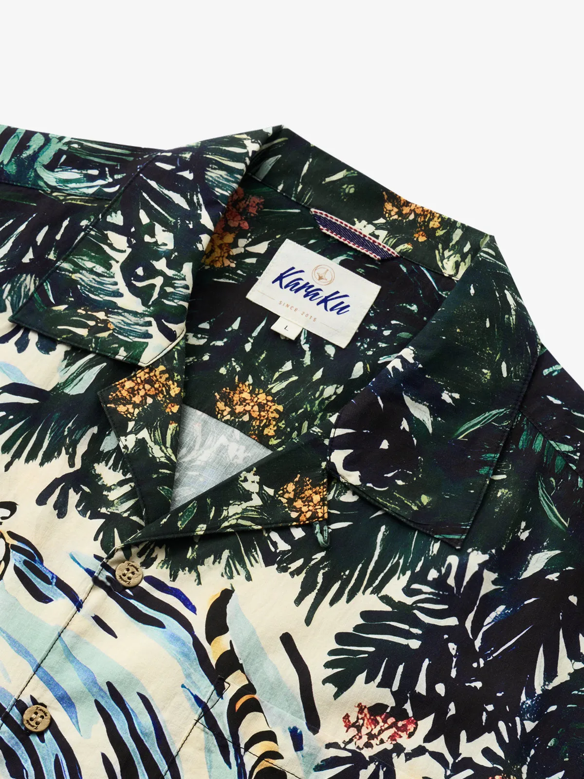 Playful Tiger & Tropical Rainforest Cotton Shirt sold by Karaku product image thumbnail 2