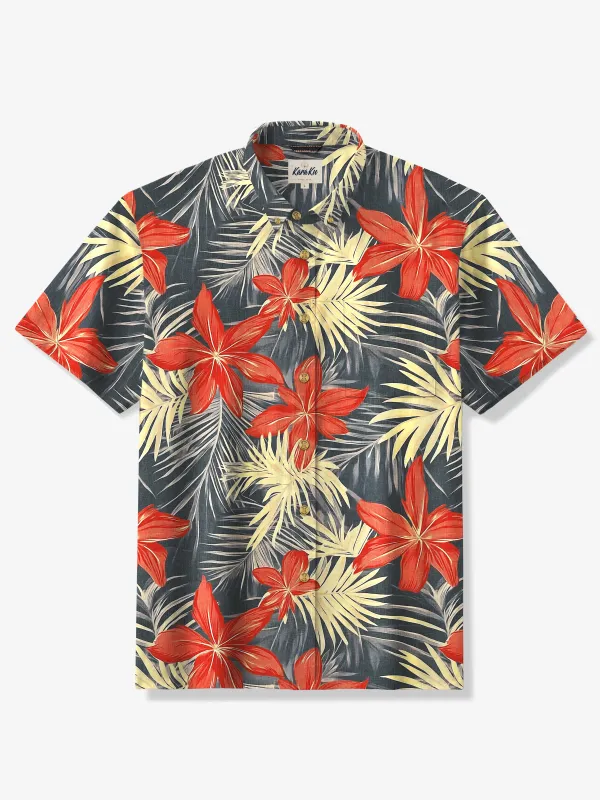 Retro Hawaiian Floral Cotton Shirt sold by Karaku