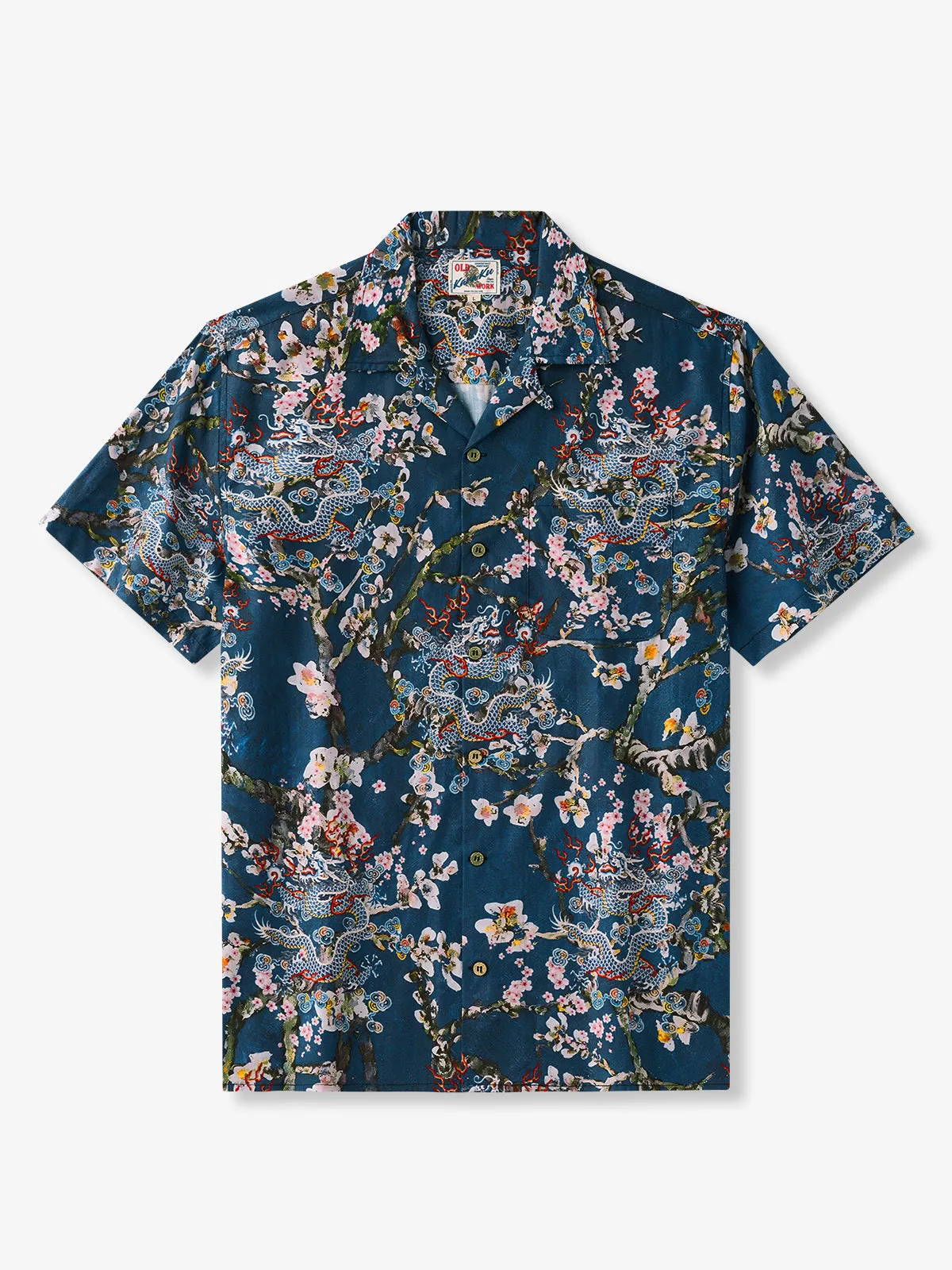 Dragon & Sakura Design Cotton Camp Shirt sold by Karaku