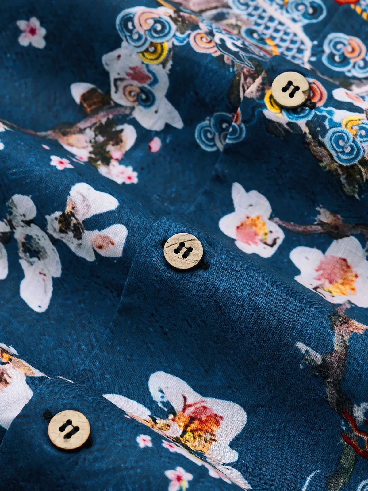 Dragon & Sakura Design Cotton Camp Shirt sold by Karaku product image thumbnail 4