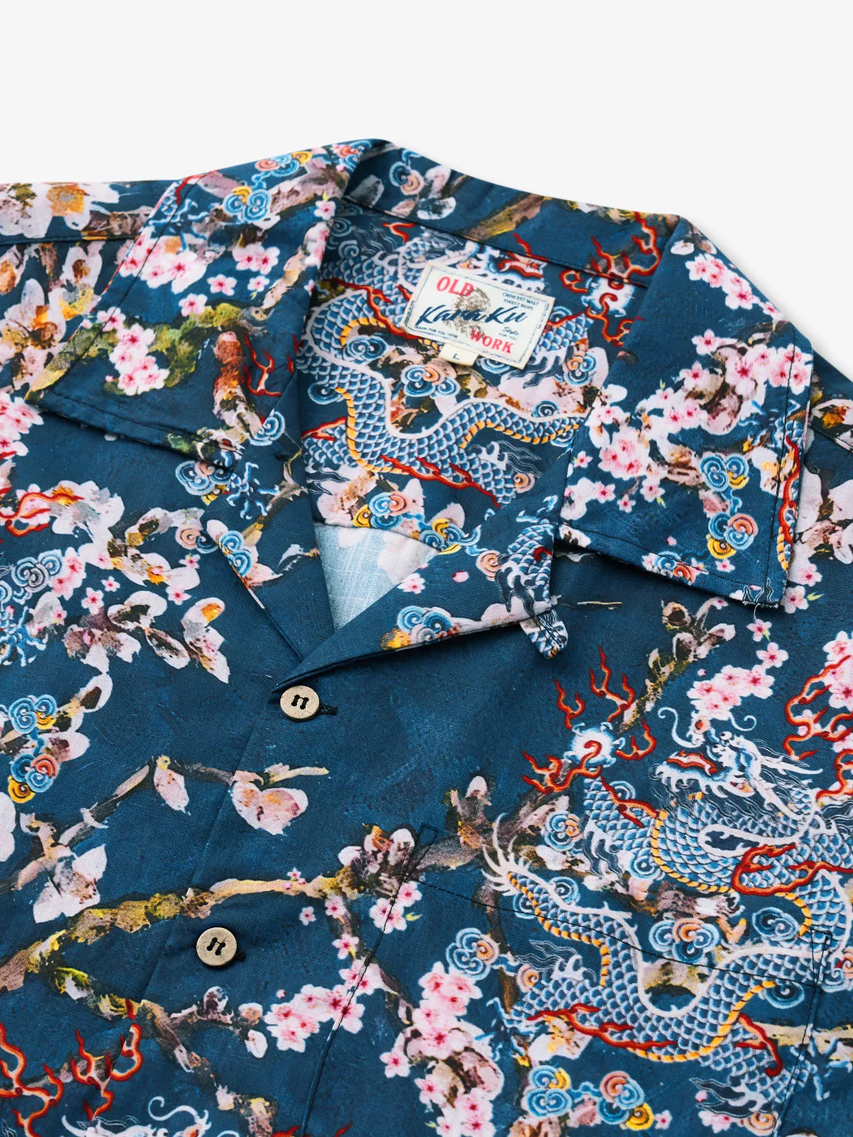 Dragon & Sakura Design Cotton Camp Shirt sold by Karaku product image thumbnail 2