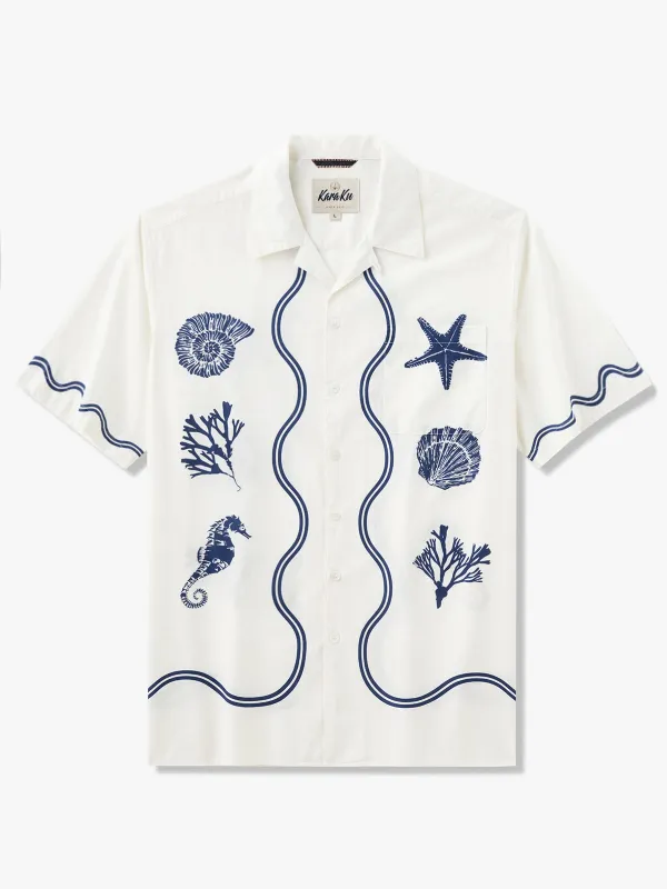 Vintage Style Marine Life Cotton Camp Shirt sold by Karaku