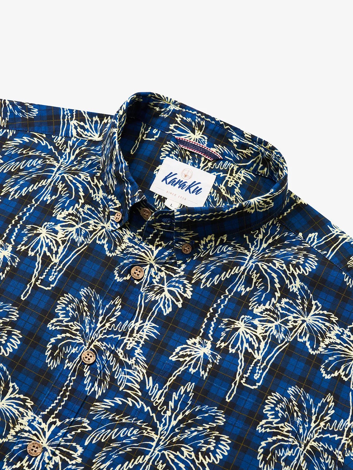Vintage Tropic Plaid Coconut Tree Cotton Shirt sold by Karaku product image thumbnail 2