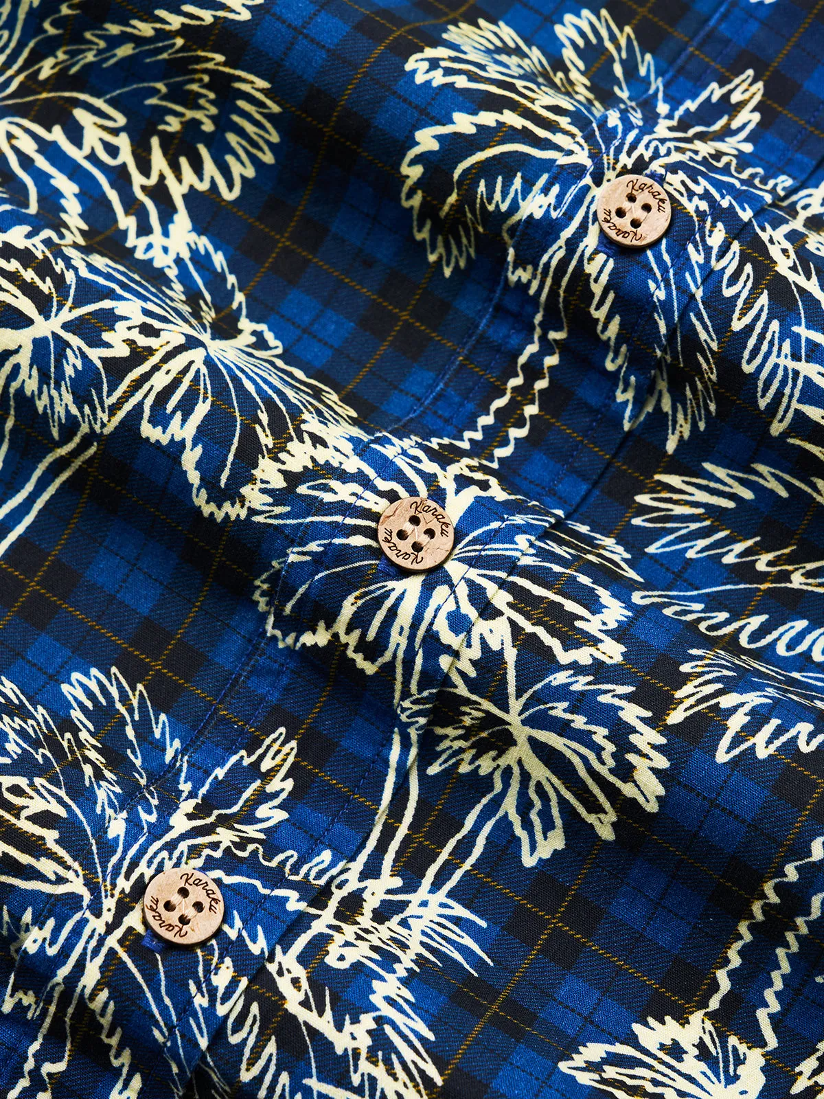 Vintage Tropic Plaid Coconut Tree Cotton Shirt sold by Karaku product image thumbnail 4