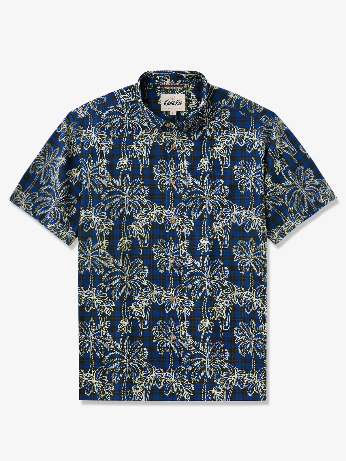 Vintage Tropic Plaid Coconut Tree Cotton Shirt sold by Karaku
