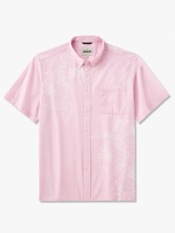 Elegance Pink Hawaiian Cotton Shirt sold by Karaku
