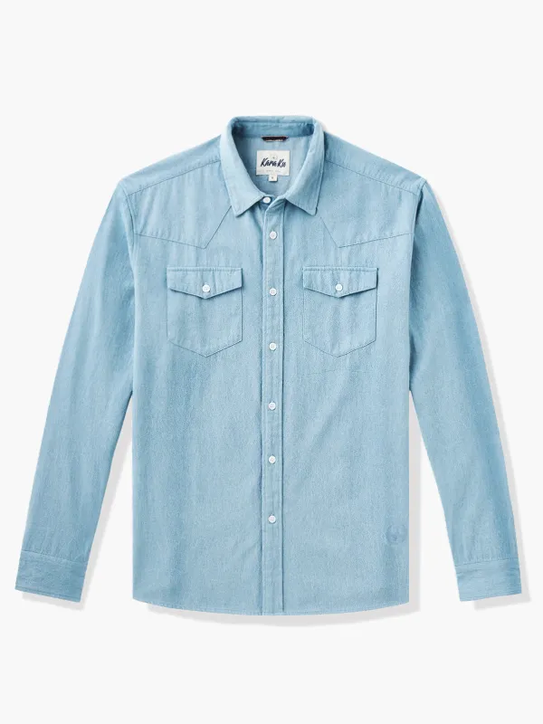Classic Denim Blue Cotton Shirt sold by Karaku