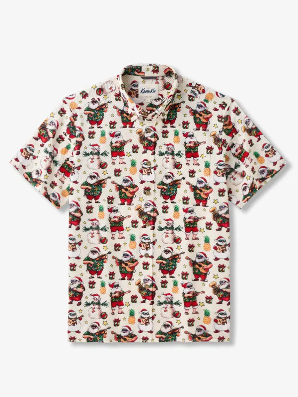 Tropical Tunes Hawaiian Christmas Seersucker Shirt sold by Karaku