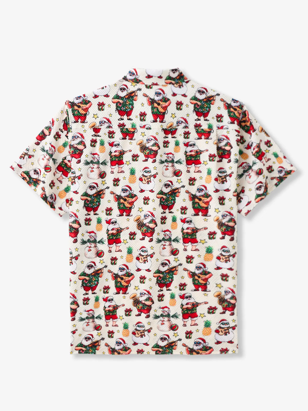 Tropical Tunes Hawaiian Christmas Seersucker Shirt sold by Karaku product image thumbnail 3