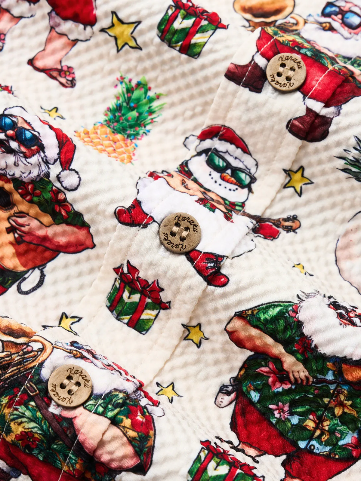 Tropical Tunes Hawaiian Christmas Seersucker Shirt sold by Karaku product image thumbnail 4