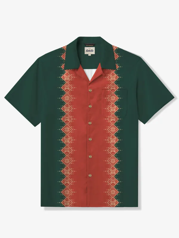 Retro Christmas Strikes Cotton Bowling Shirt sold by Karaku