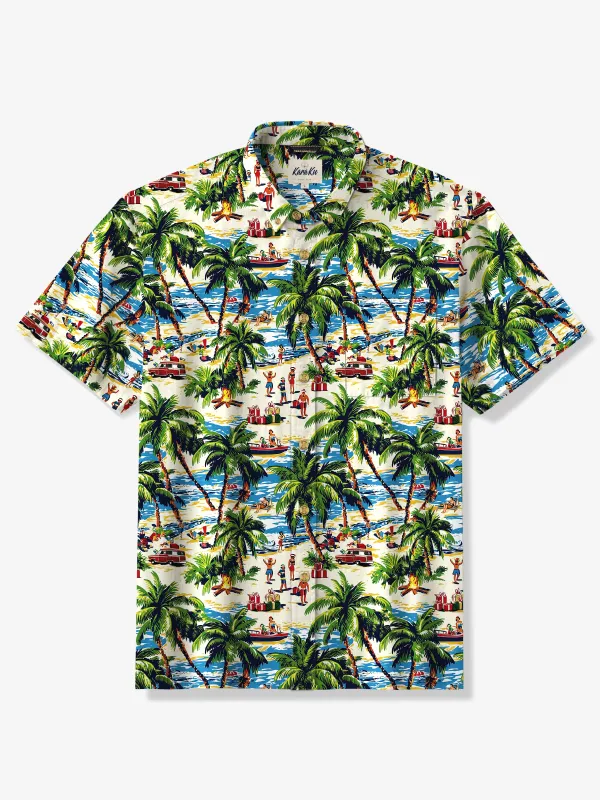 Hawaiian Beach Vibes Christmas Cotton Shirt sold by Karaku