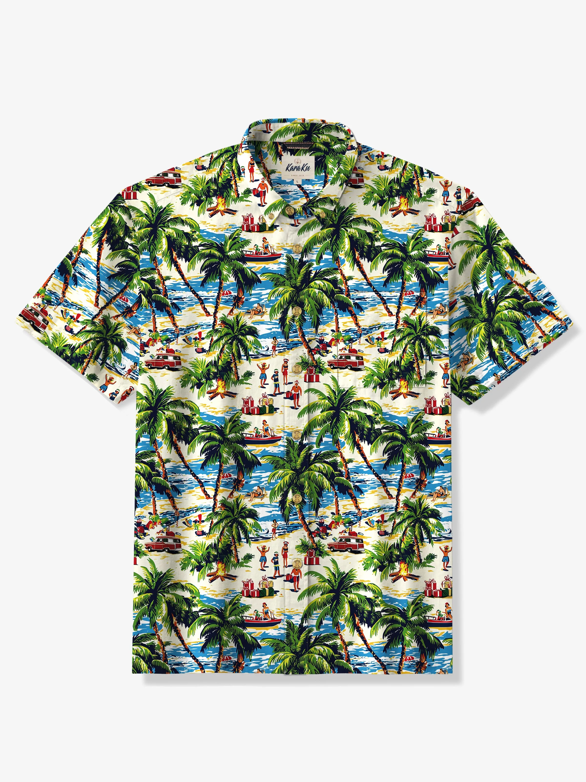 Hawaiian Beach Vibes Christmas Cotton Shirt sold by Karaku