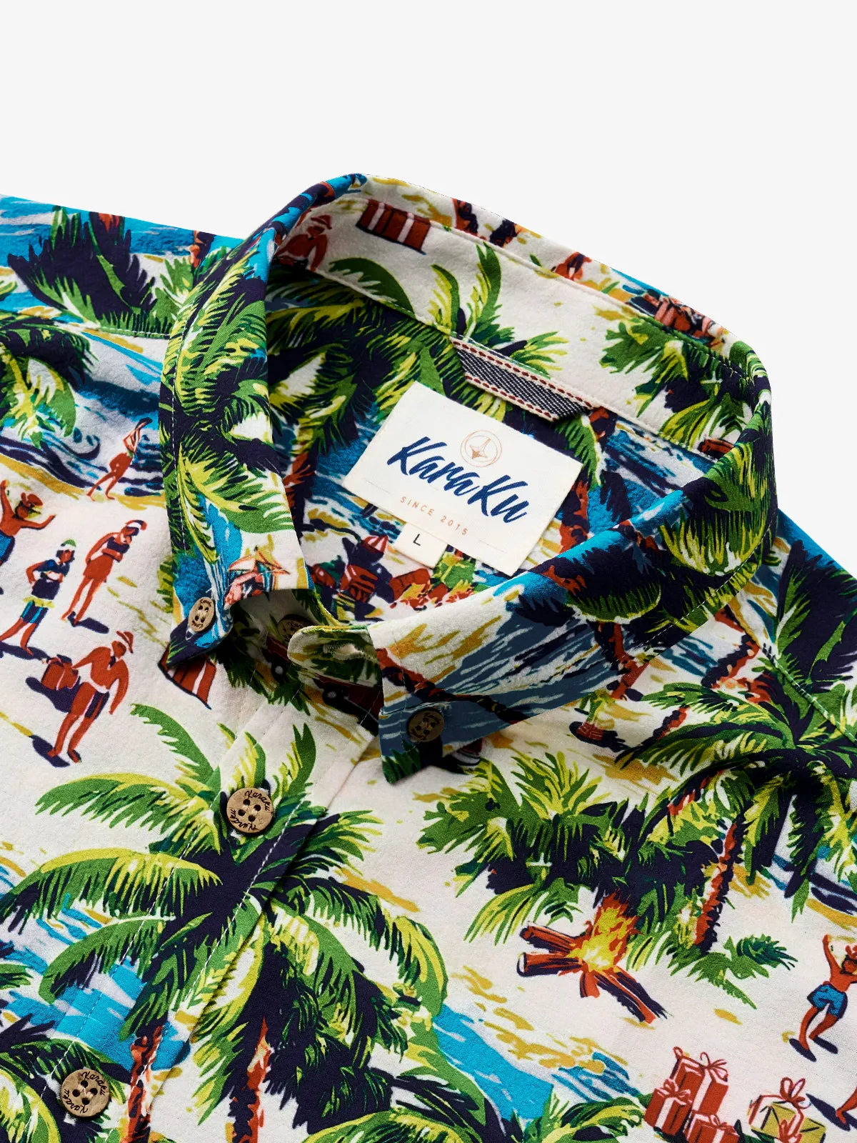 Hawaiian Beach Vibes Christmas Cotton Shirt sold by Karaku product image thumbnail 2