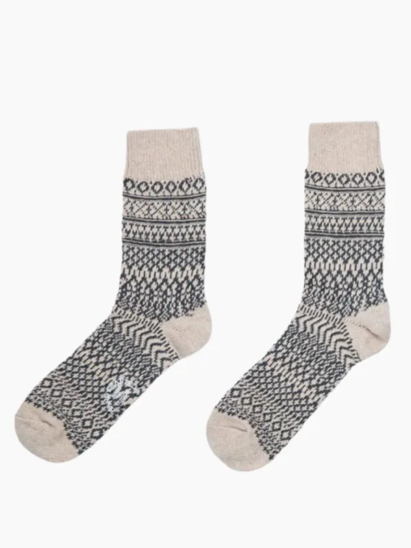 Retro Fair Isle Knit Mid-Calf Socks sold by Karaku