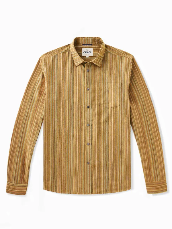 Autumn Earth Tones Cotton Stripe Shirt sold by Karaku