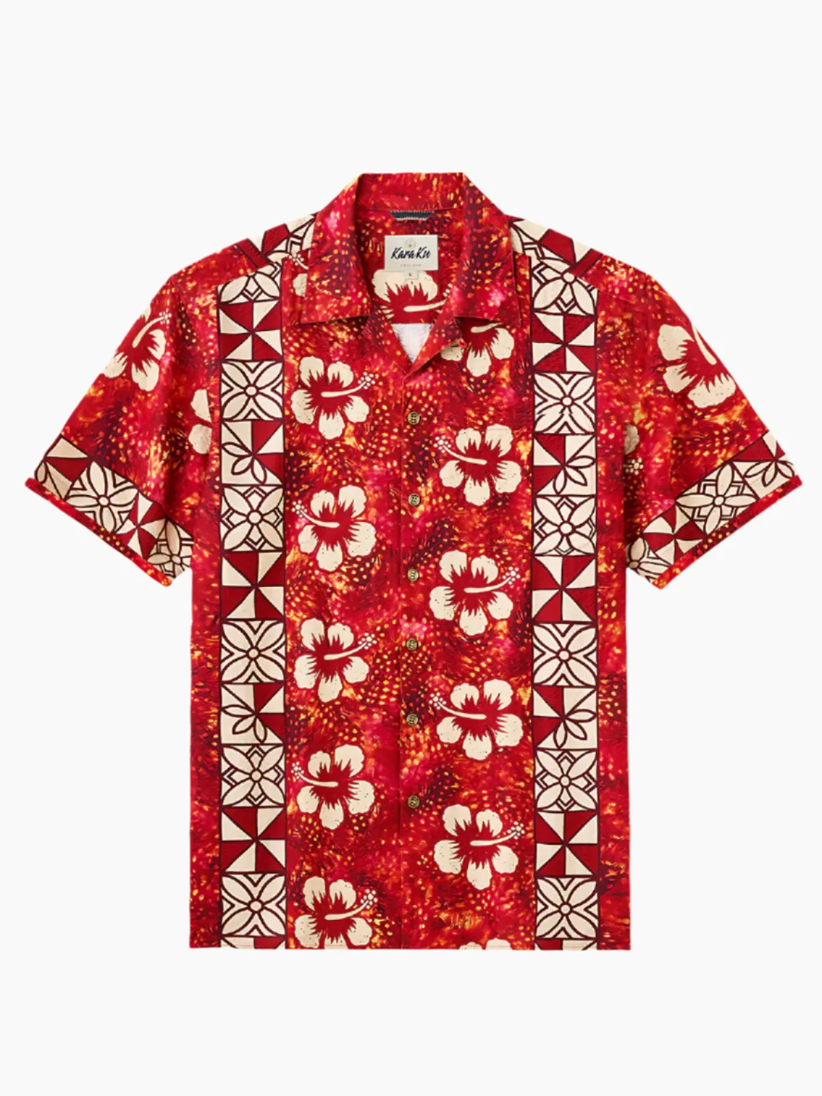 Passionate Red & Floral Charm Camp Shirt sold by Karaku