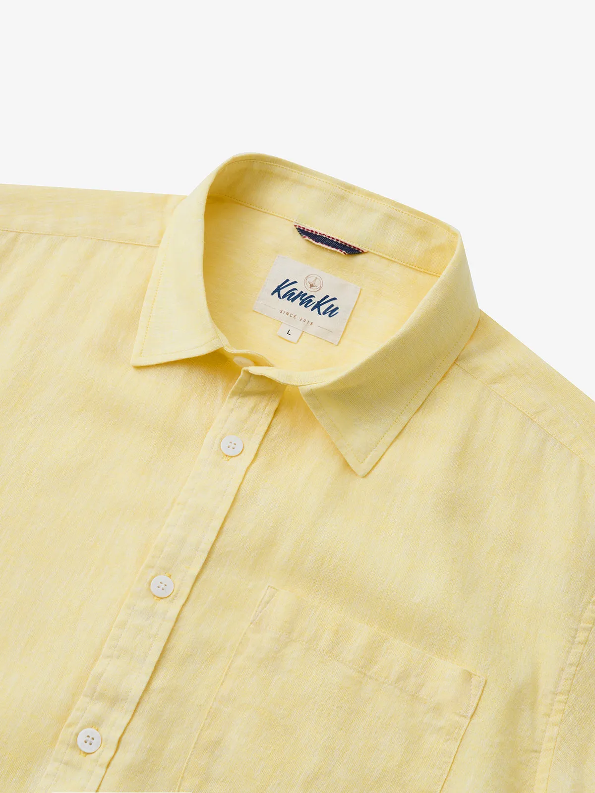 Sunny Light Yellow Cotton Linen Shirt sold by Karaku product image thumbnail 2