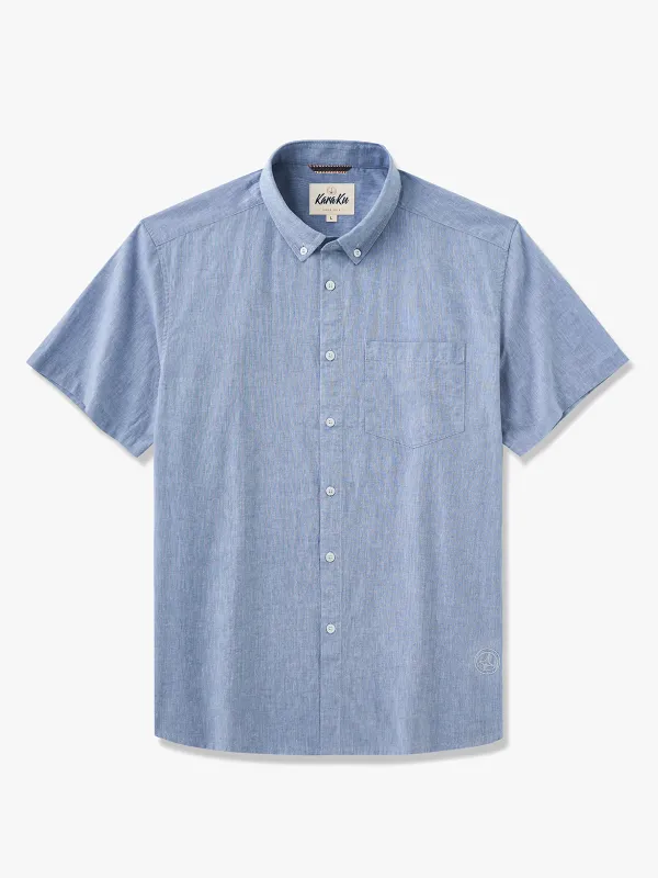 Minimalist Light Blue Cotton Linen Shirt sold by Karaku