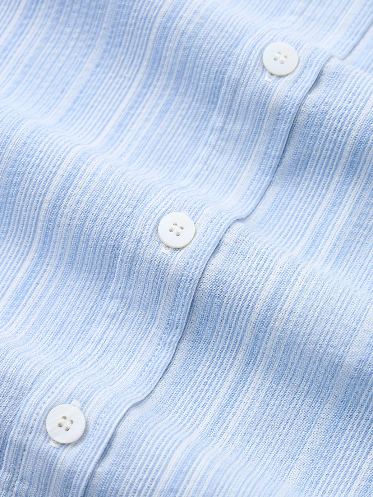 Classic Light Blue Striped Double-Pocket Cotton Shirt sold by Karaku product image thumbnail 4