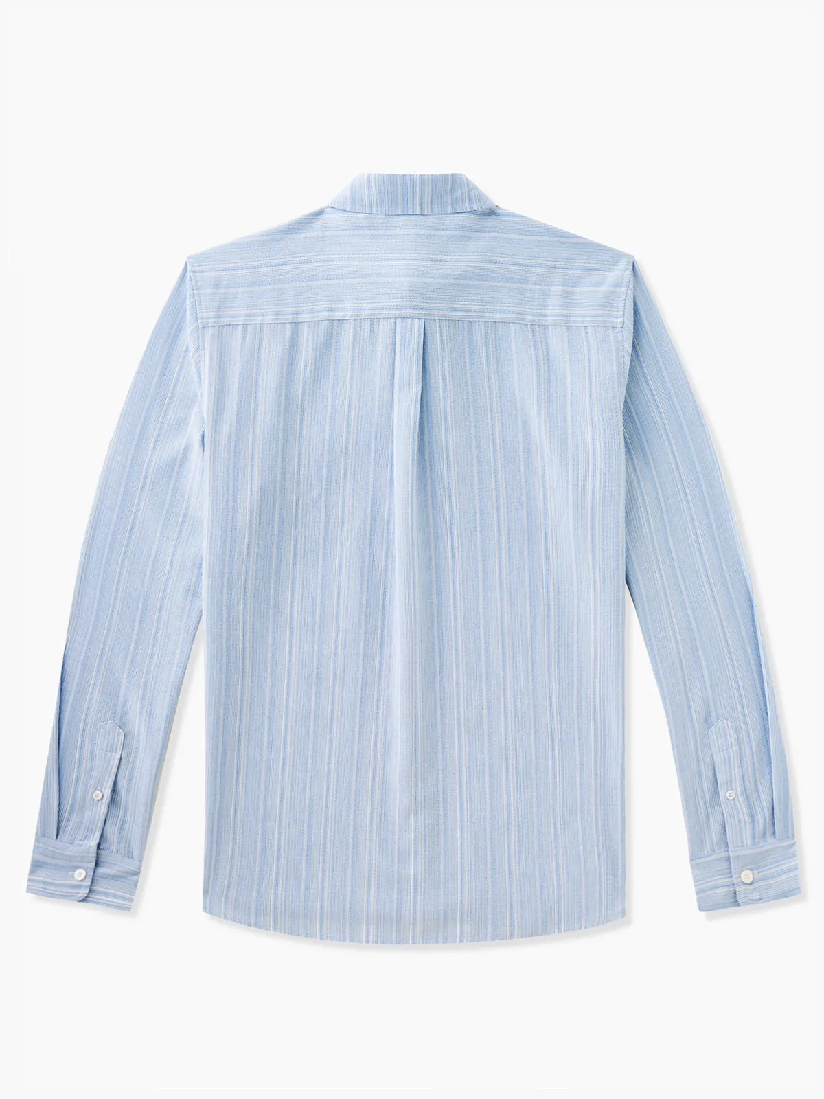 Classic Light Blue Striped Double-Pocket Cotton Shirt sold by Karaku product image thumbnail 3