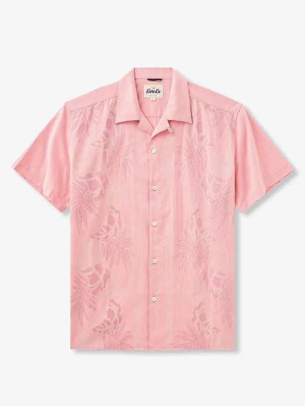 Tropical Blossom Pink Cotton Camp Shirt sold by Karaku