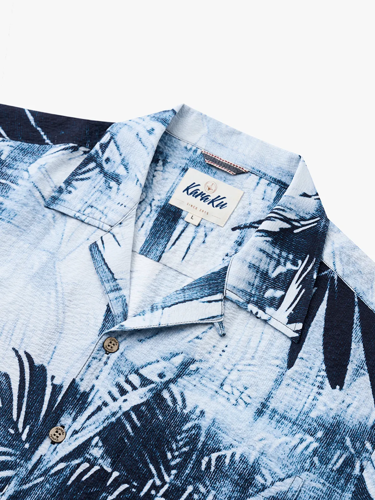 Blue Rainforest Elegance Seersucker Camp Shirt sold by Karaku product image thumbnail 2