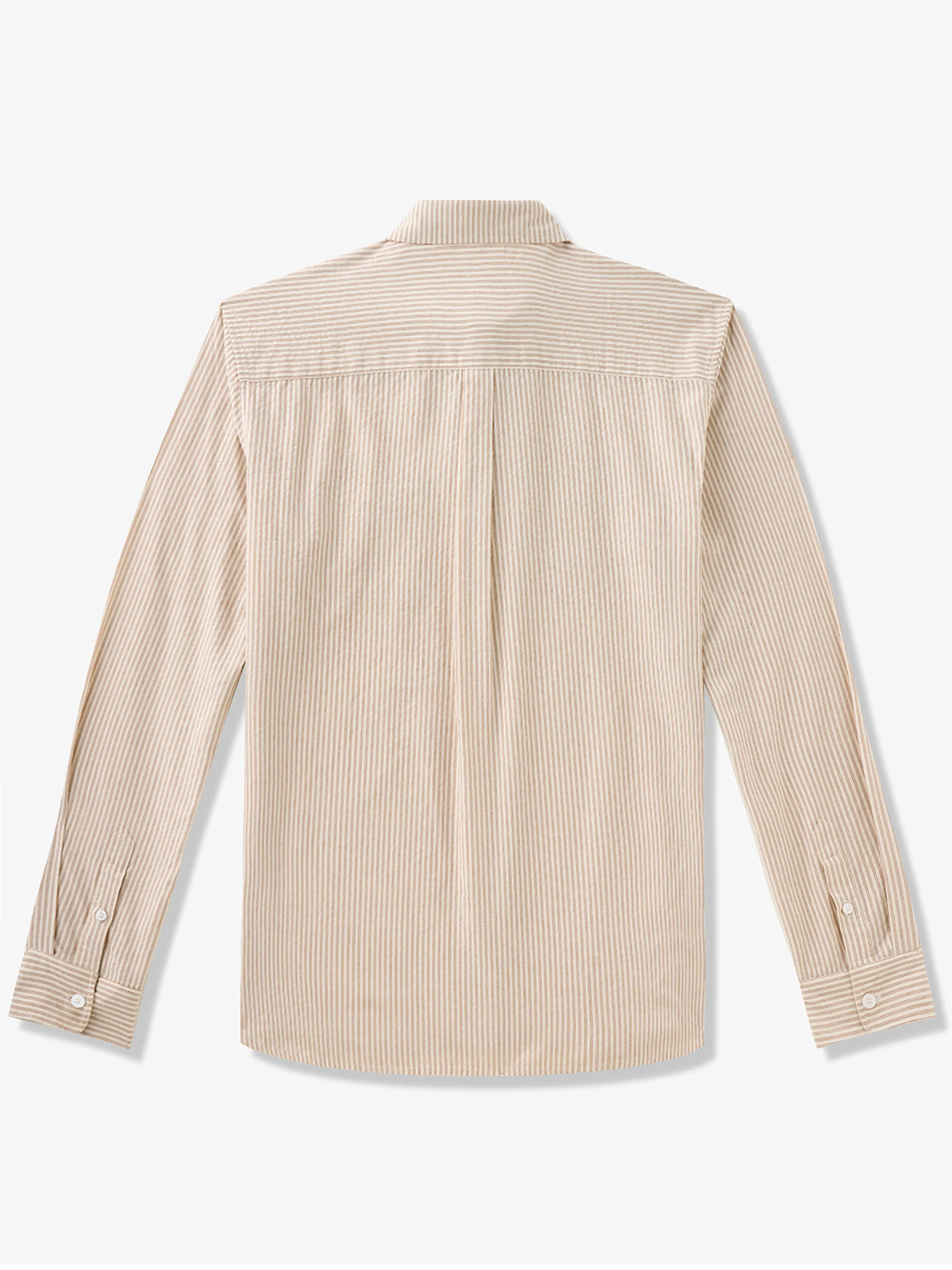 Casual Khaki Striped Double-Pocket Cotton Shirt sold by Karaku product image thumbnail 3