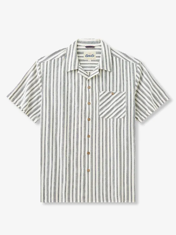 Timeless Stripe Cotton Camp Shirt sold by Karaku