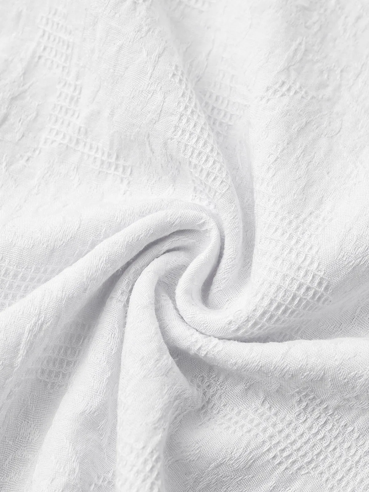 Pure White Tropical Flowers Knit Shirt sold by Karaku product image thumbnail 4