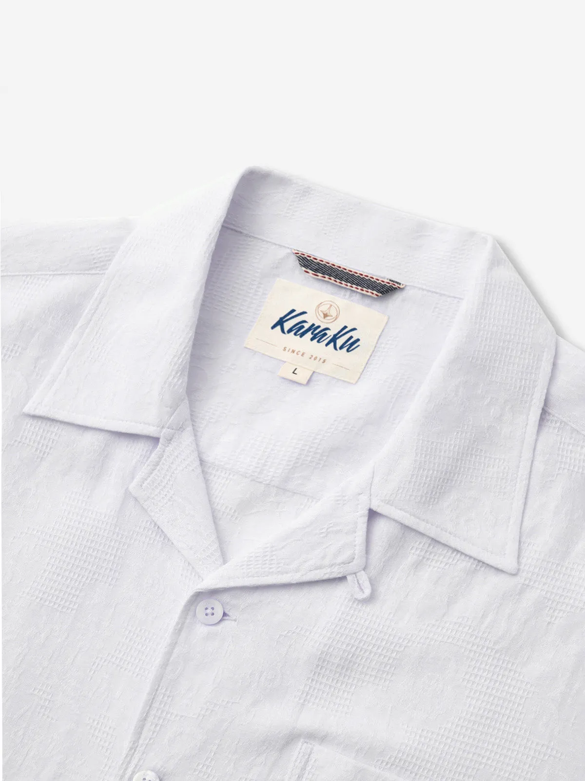 Pure White Tropical Flowers Knit Shirt sold by Karaku product image thumbnail 2