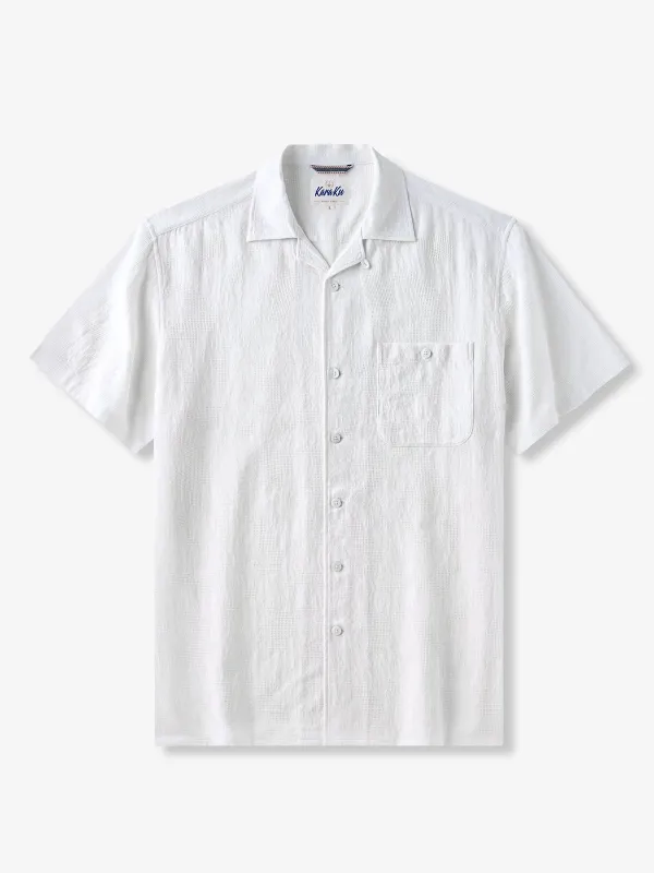 Pure White Tropical Flowers Knit Shirt sold by Karaku