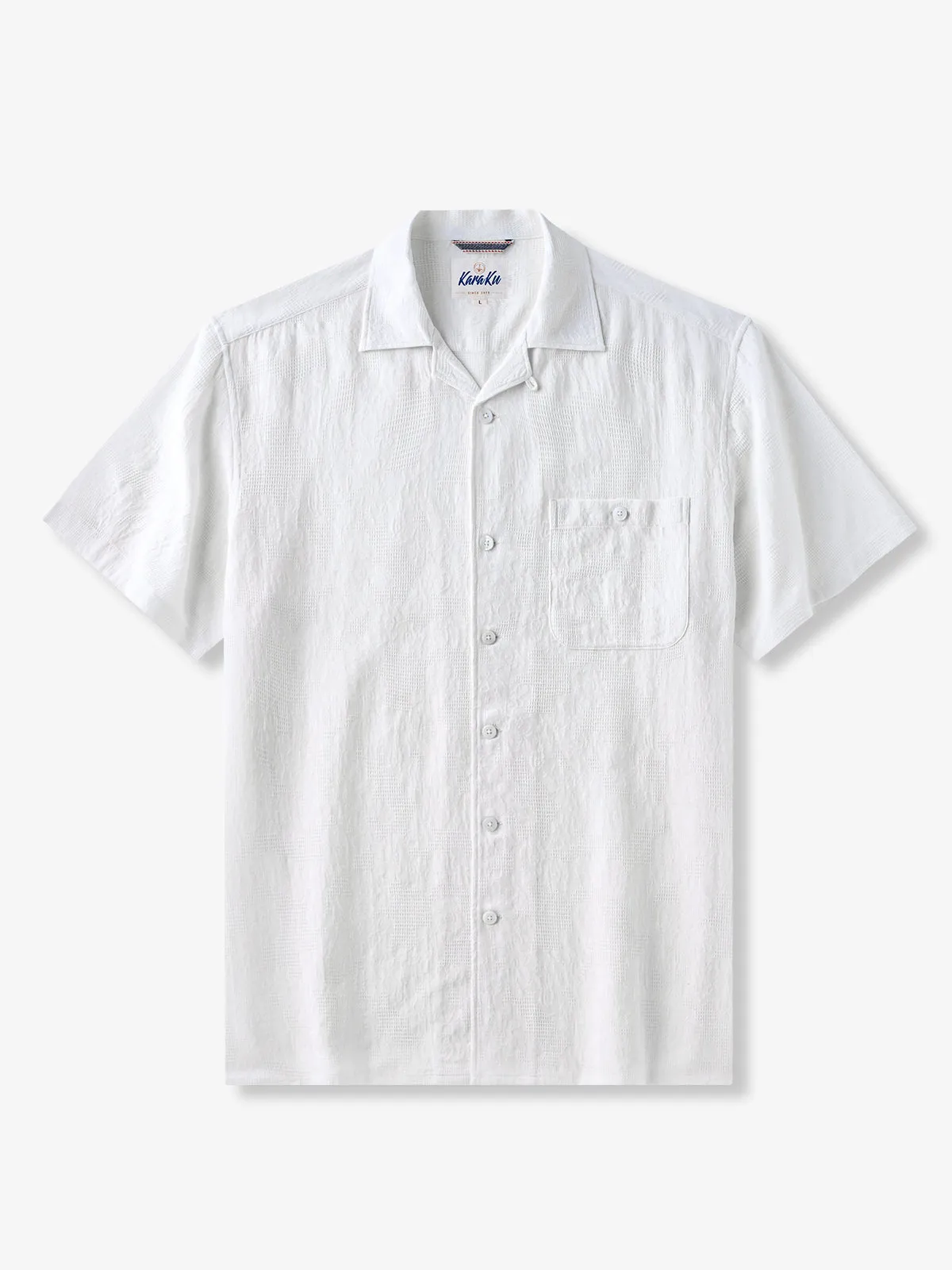 Pure White Tropical Flowers Knit Shirt sold by Karaku