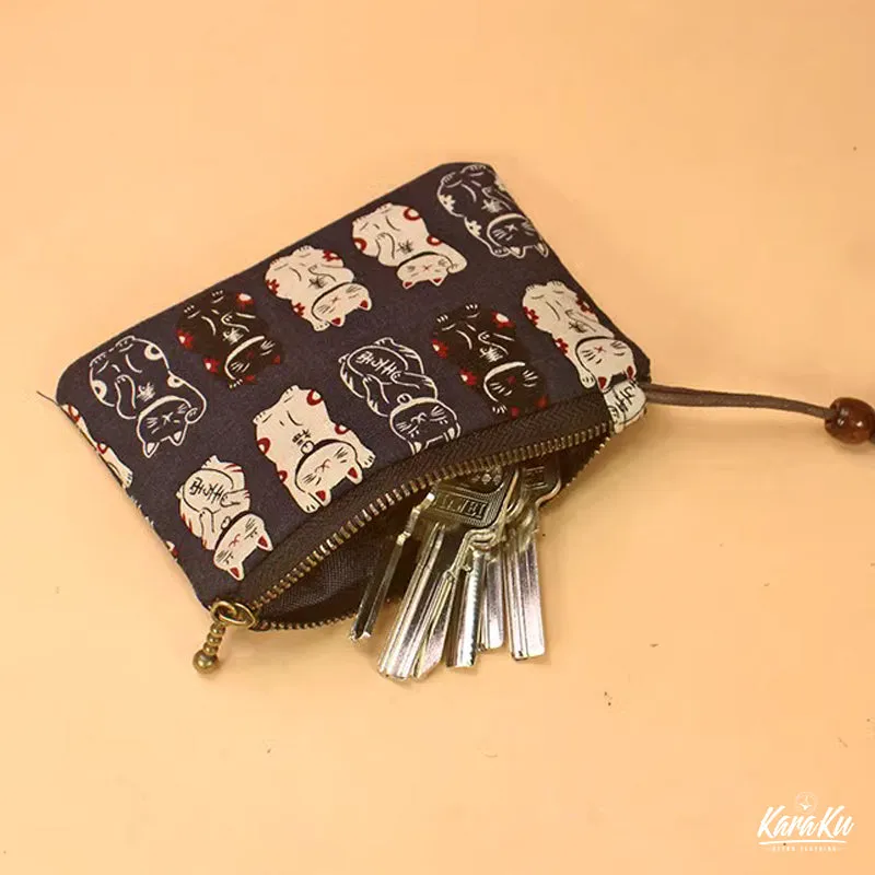 Lucky Cat Series Cotton Zippered Coin Purse sold by Karaku product image thumbnail 3