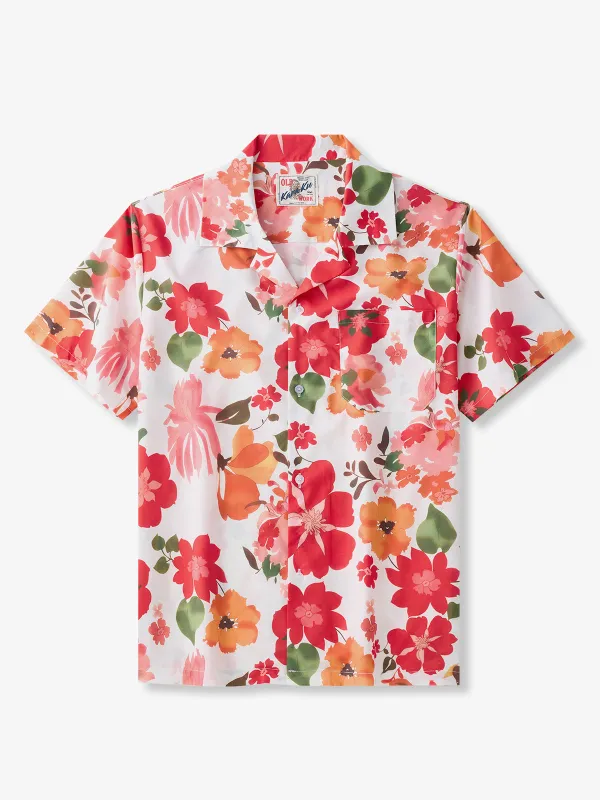 Resort Vibrant Floral Print Cotton Camp Shirt sold by Karaku