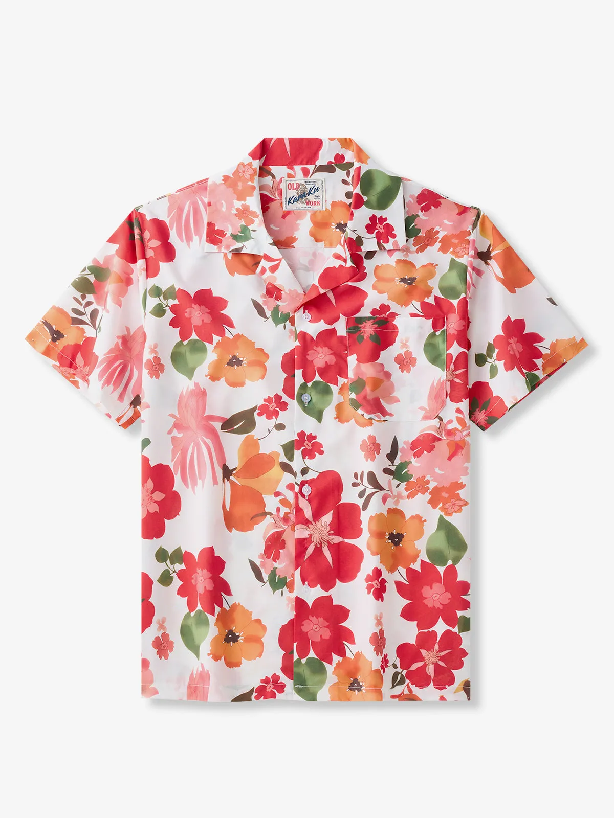 Resort Vibrant Floral Print Cotton Camp Shirt sold by Karaku