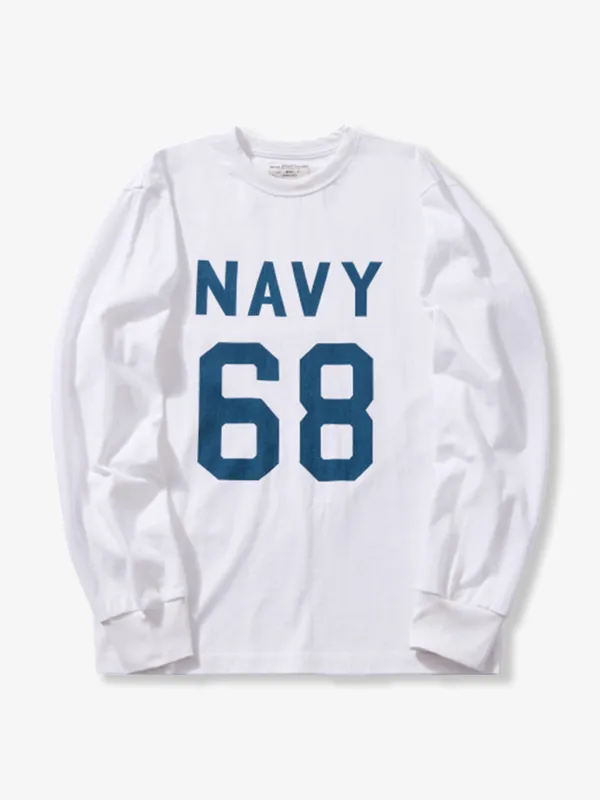 Retro Style Heavyweight 280g NAVY68 Graphic Long-Sleeve Tee sold by Karaku