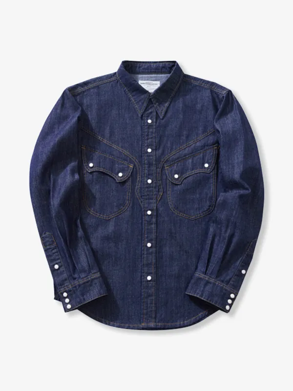 Vintage Pearl Snap Slub Denim Western Shirt sold by Karaku