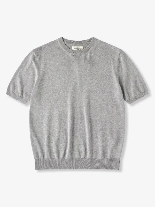 Clean Fit Fine-Rib Knit Tee with Ribbed Sleeves, Collar & Hem sold by Karaku