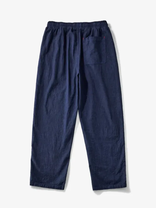 Indigo Dyed Cotton Linen Blend Casual Pants sold by Karaku