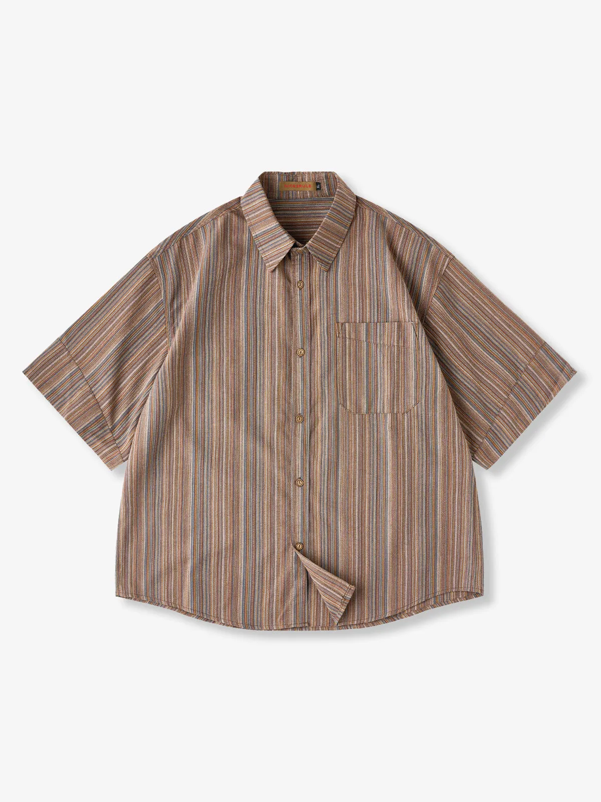 Jacquard Multi-Stripe Short Sleeve Shirt sold by Karaku