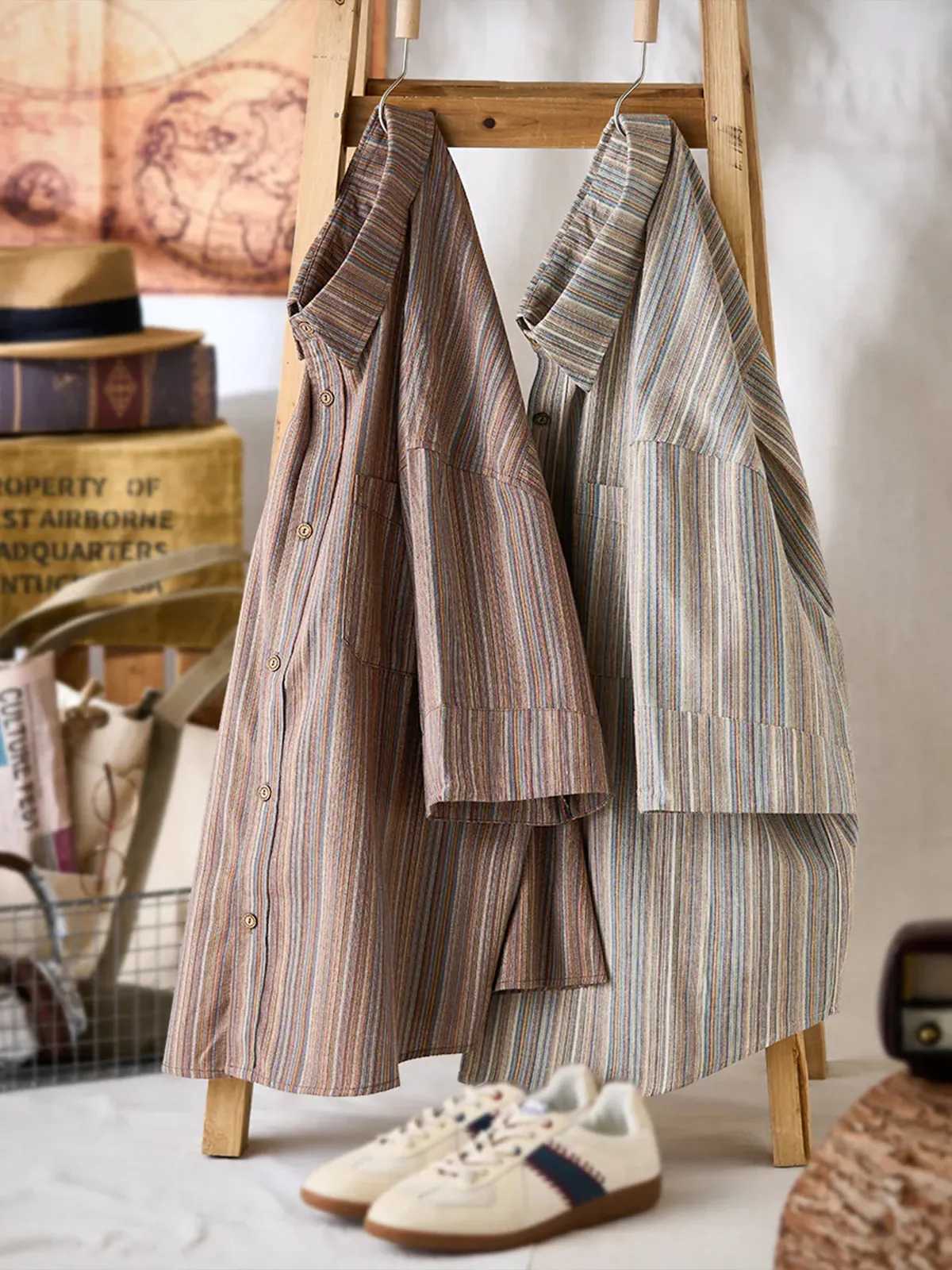 Jacquard Multi-Stripe Short Sleeve Shirt sold by Karaku product image thumbnail 4