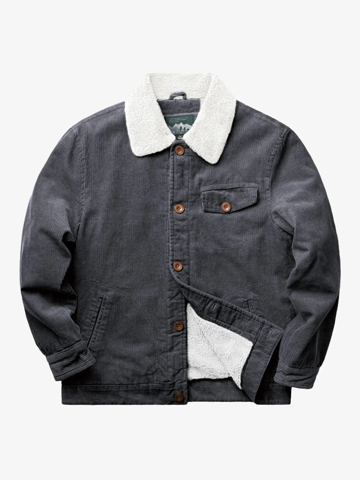 Military-Inspired Fur-Lined & Corduroy Flight Jacket sold by Karaku product image thumbnail 3