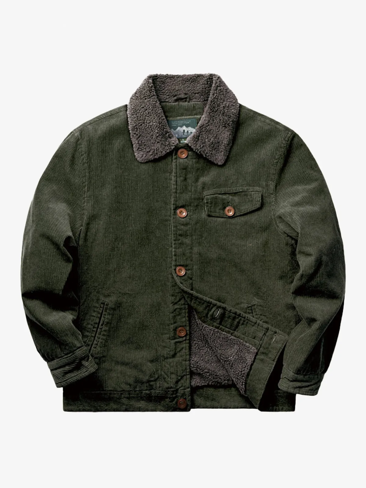 Military-Inspired Fur-Lined & Corduroy Flight Jacket sold by Karaku product image thumbnail 4