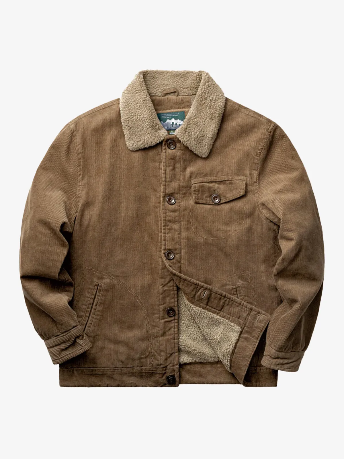 Military-Inspired Fur-Lined & Corduroy Flight Jacket sold by Karaku product image thumbnail 2