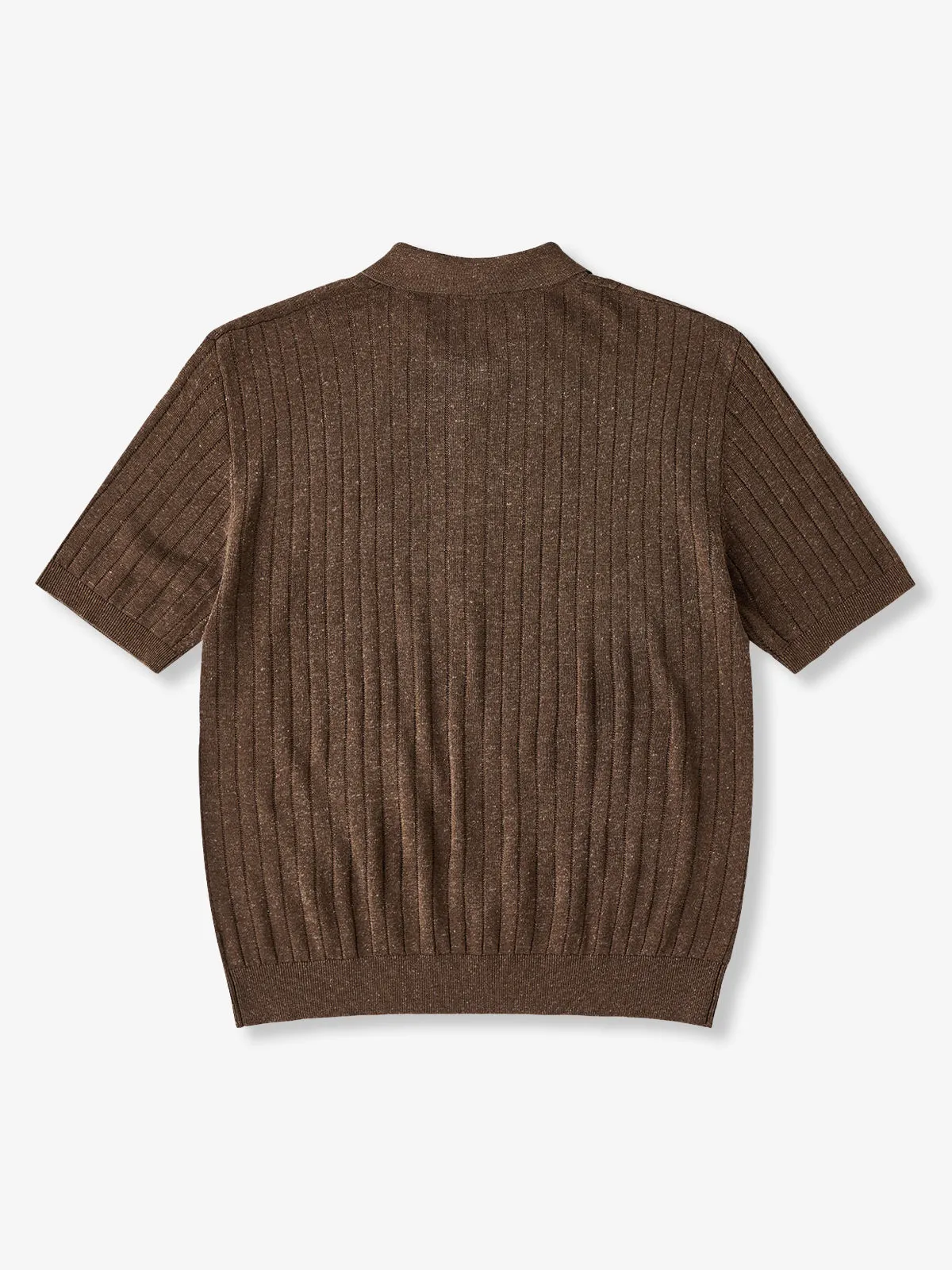 Clean Fit Variation Linen-Blend Knit Half-Zip Polo Shirt sold by Karaku product image thumbnail 5