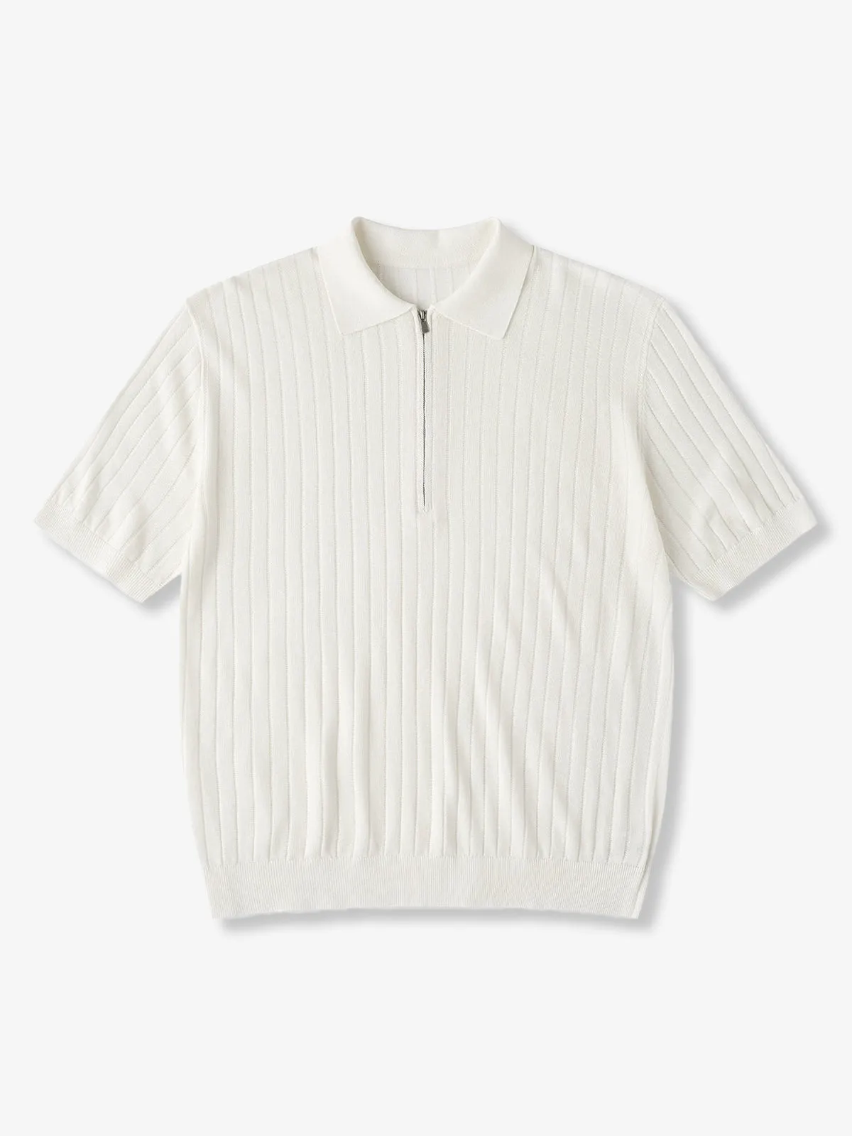 Clean Fit Variation Linen-Blend Knit Half-Zip Polo Shirt sold by Karaku product image thumbnail 4