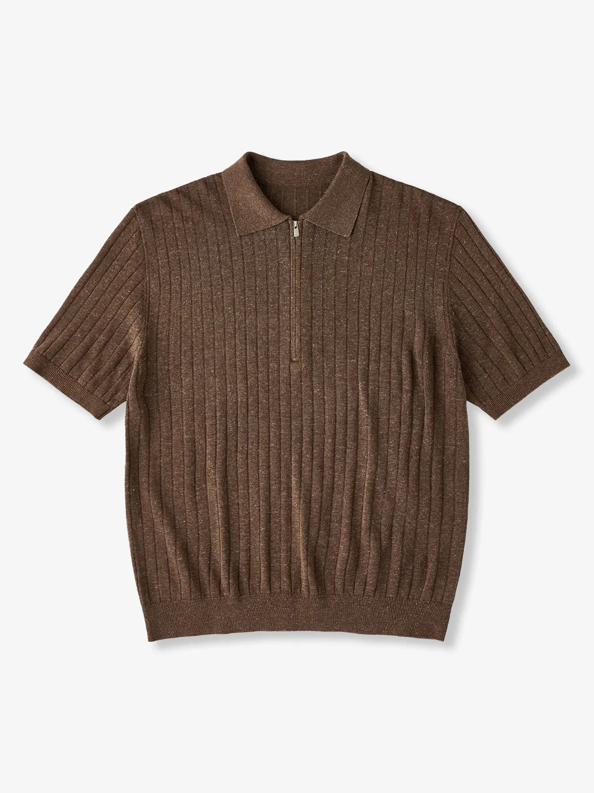 Clean Fit Variation Linen-Blend Knit Half-Zip Polo Shirt sold by Karaku